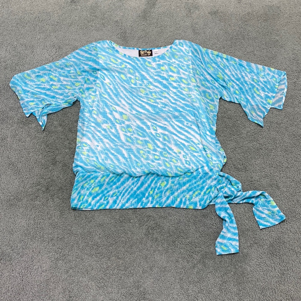Bob Mackie Side Tie Top sheer lined Blouse